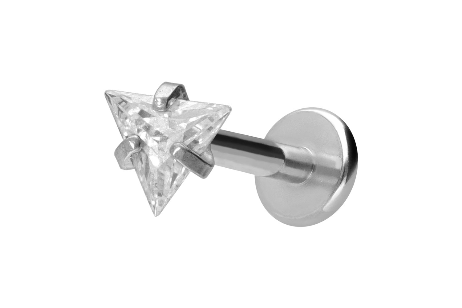 Titan Labret Piercing mit Innengewinde EINGEFASSTES KRISTALLDREIECK